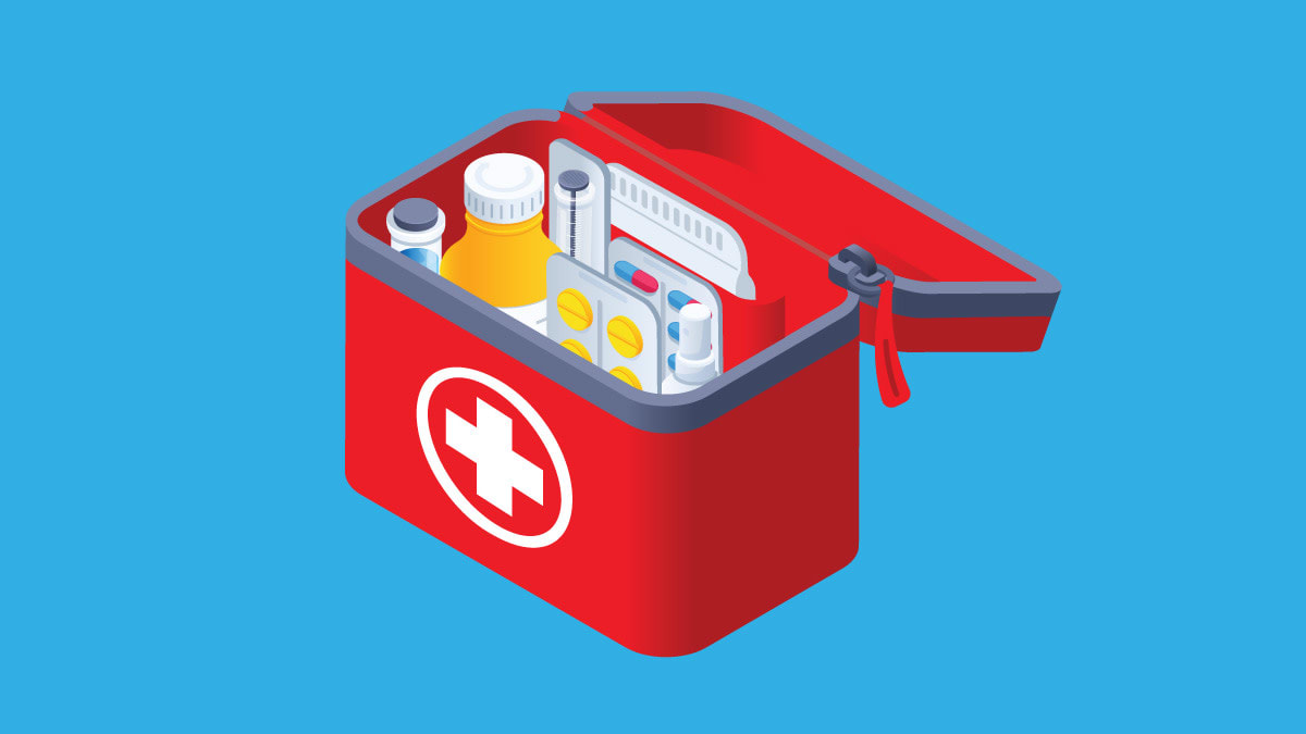 Red first aid kit