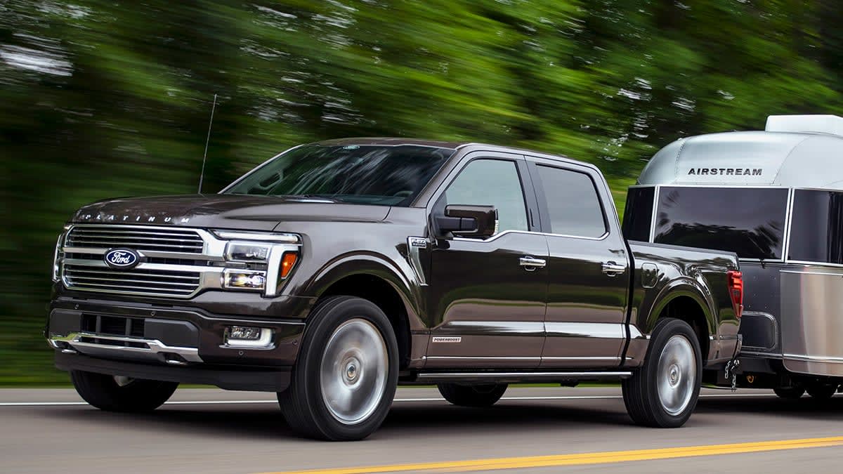 2024 Ford F-150 Platinum towing an Airstream trailer