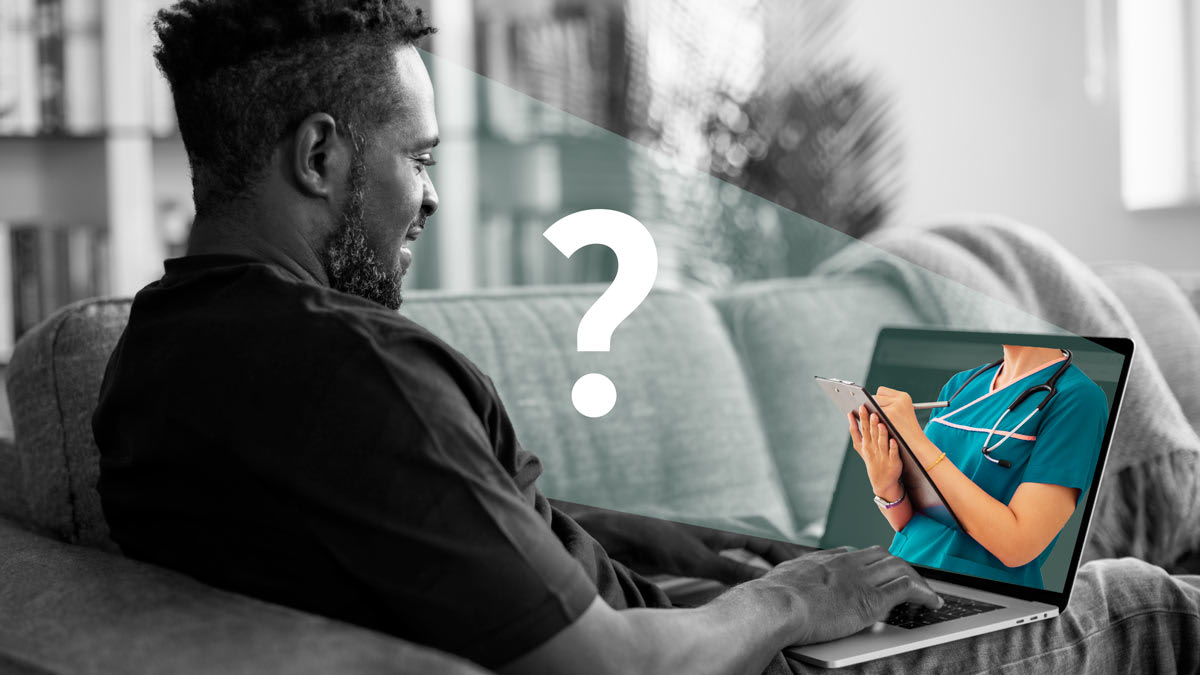 A man searching the internet for health information.