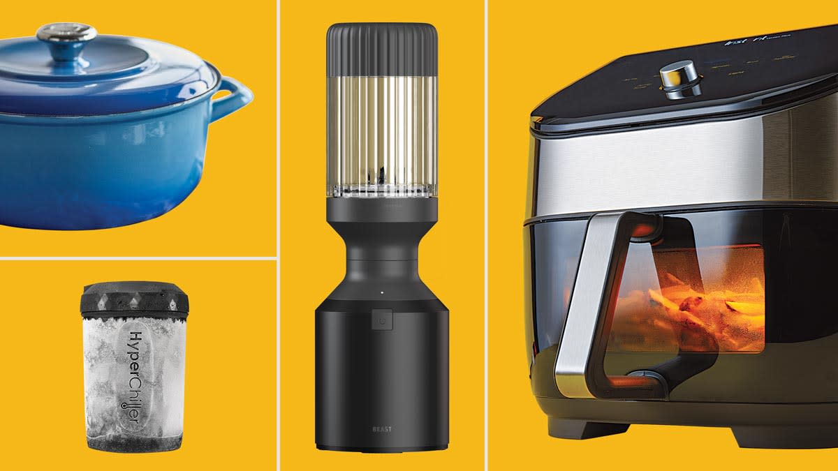 a roundup of products including merten & storck enameled iron 1873 dutch oven, hyperchiller, instant vortex pro air fryer, beast blender