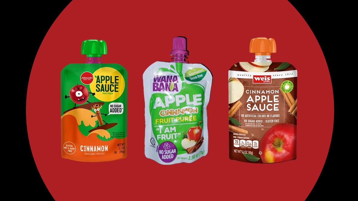 Recalled Schnucks, WanaBana, and Weis-brand apple cinnamon pouches
