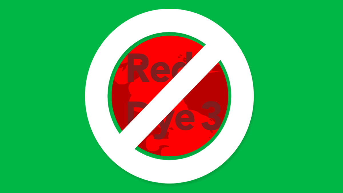 illustration of white 'no' symbol covering sign that says 'Red Dye 3"