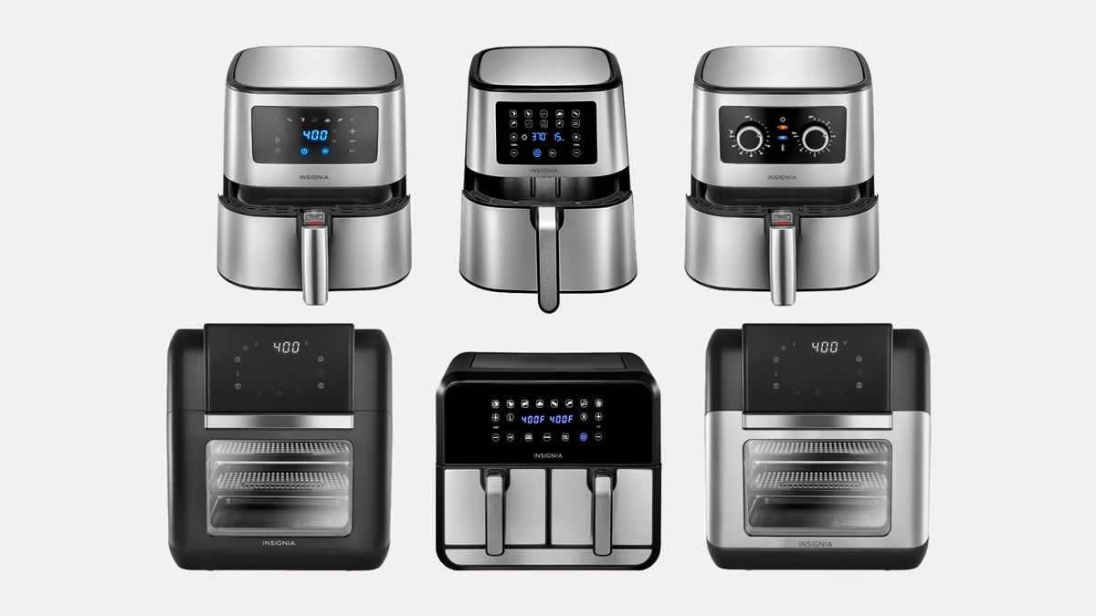 Insignia Air Fryers and Insignia Air Fryer Ovens, model numbers NS-AF34D2, NS-AF5DSS2, NS-AF5MSS2, NS-AF8DBD2, NS-AF10DBK2, and NS-AF10DSS2