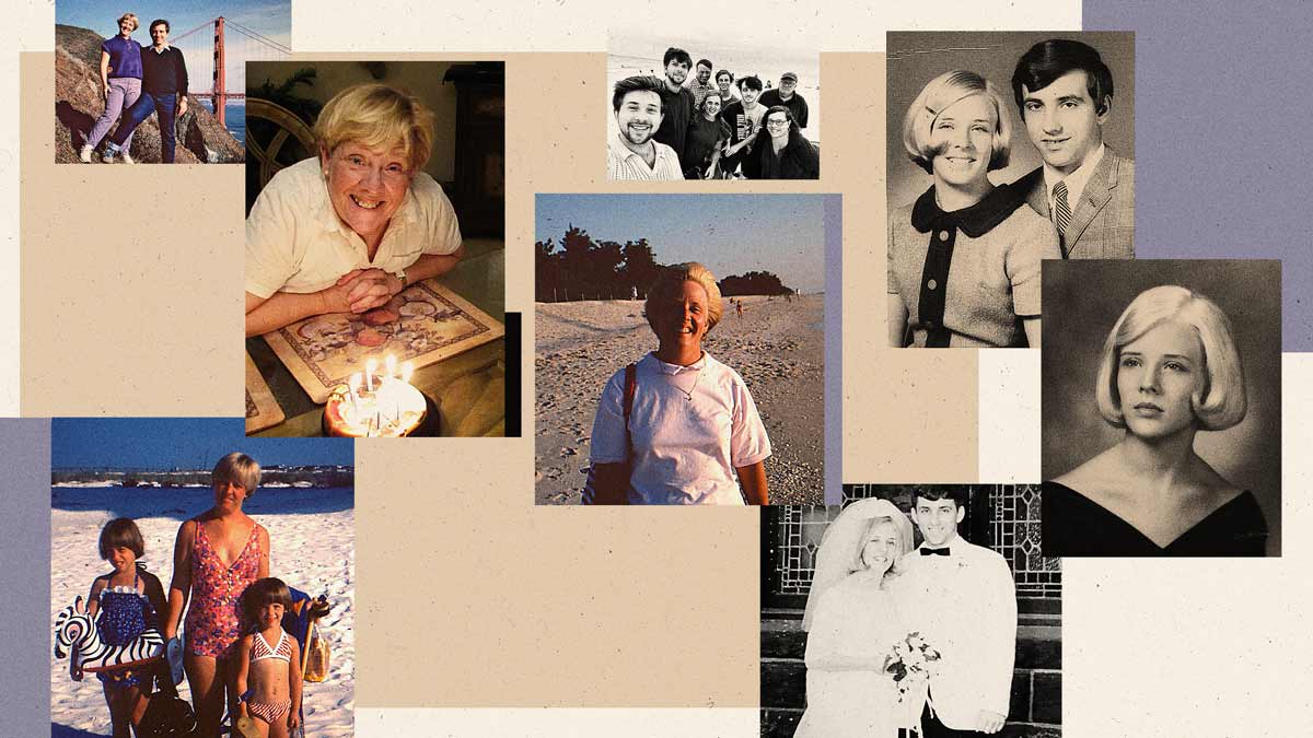 Collage including photographs of Barbara Harper and her family