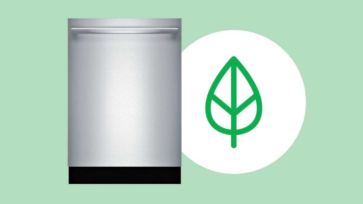Bosch 800 Series SHX78CM5N Dishwasher and a green leaf symbol