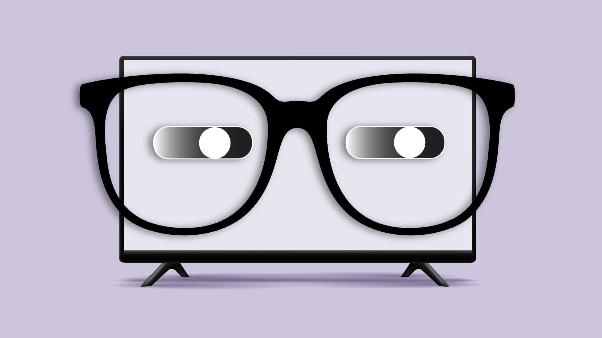 Illustration of a TV wearing eyeglasses.