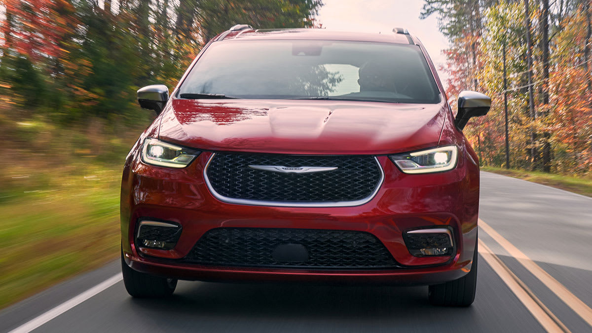 2025 Chrysler Pacifica driving in autumn