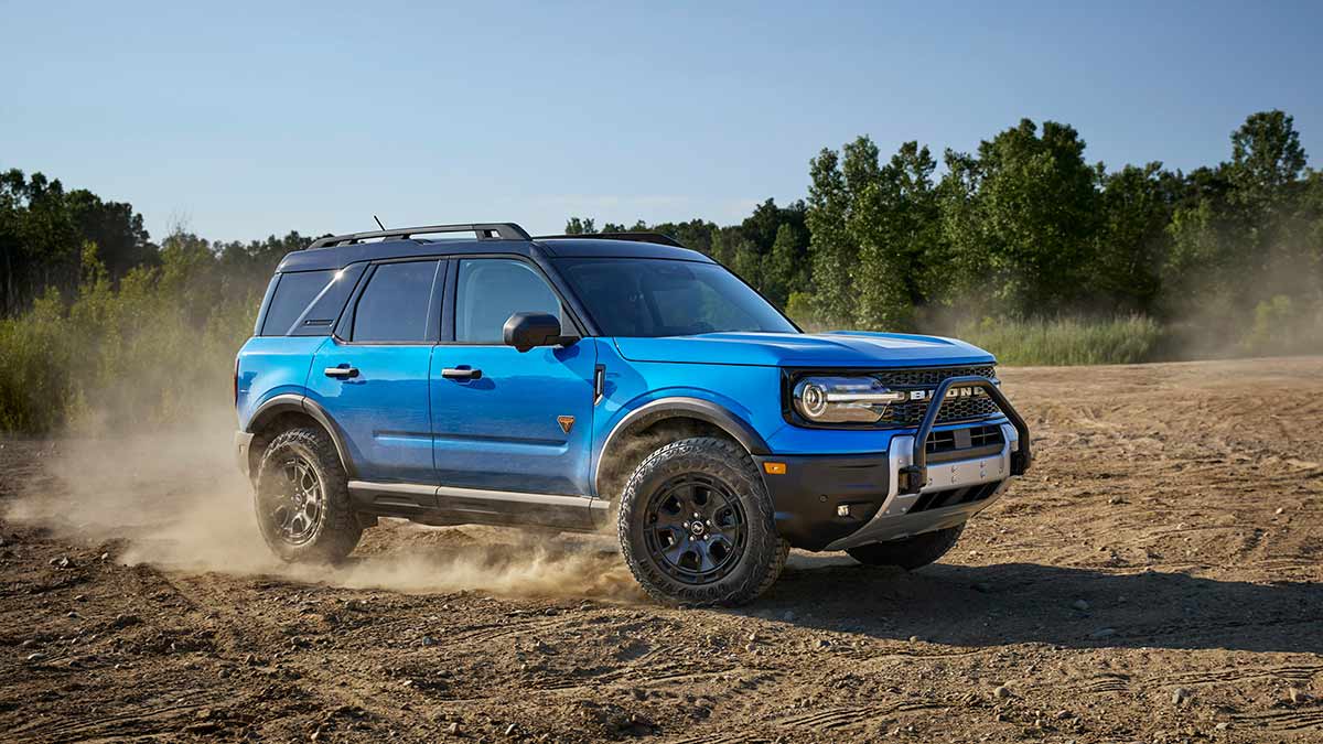 2025 Ford Bronco Sport driving on a dirt road.
