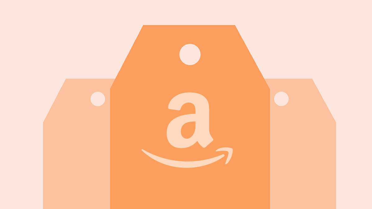 Orange tags with Amazon logo