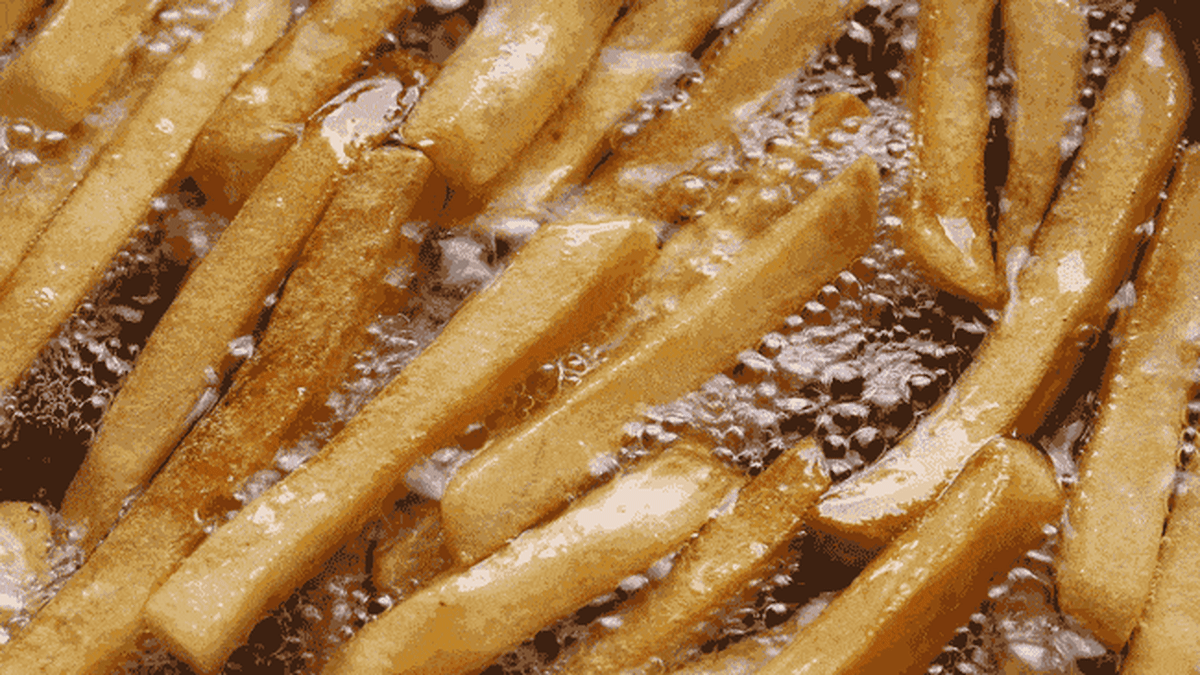 Fries cooking in oil