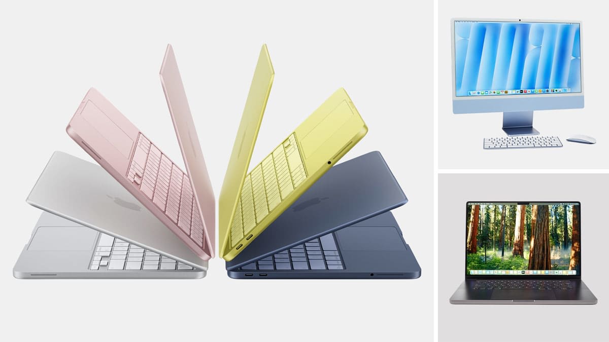 MacBook Neo, iMac desktop, and MacBook Pro