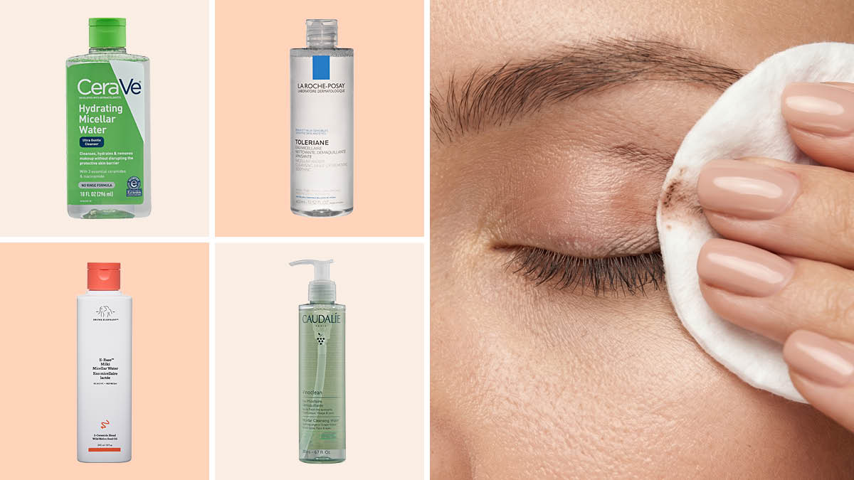 CeraVe, LaRoche Posay, Drunk Elephant, Caudalie micellar waters, woman removing makeup