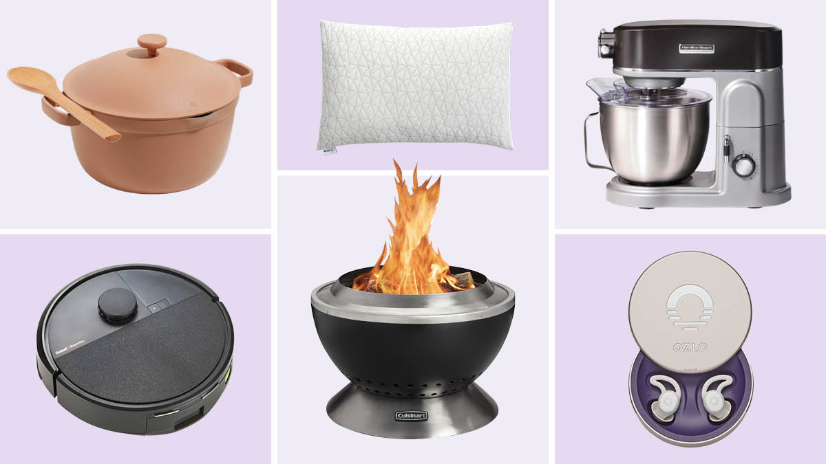 Our Place dutch oven, Ozlo sleepbuds, Coop pillow, Cleanburn fire pit, Pioneer Woman mixer, Samsung mop