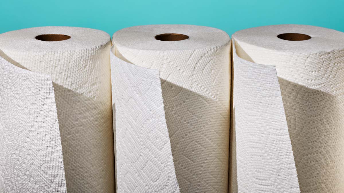 Three rolls of paper towels