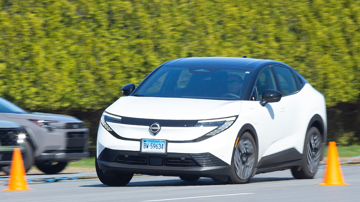 2026 Nissan Leaf going through Consumer Reports' emergency handling evaluation
