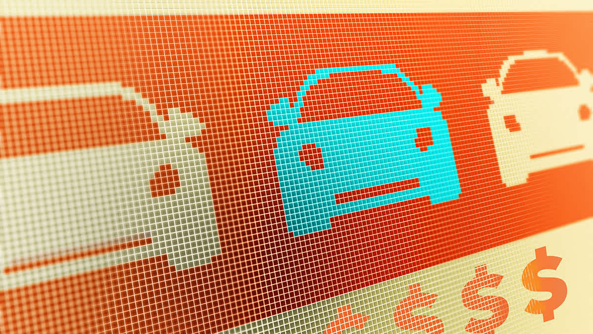 Screen with cars and dollar signs