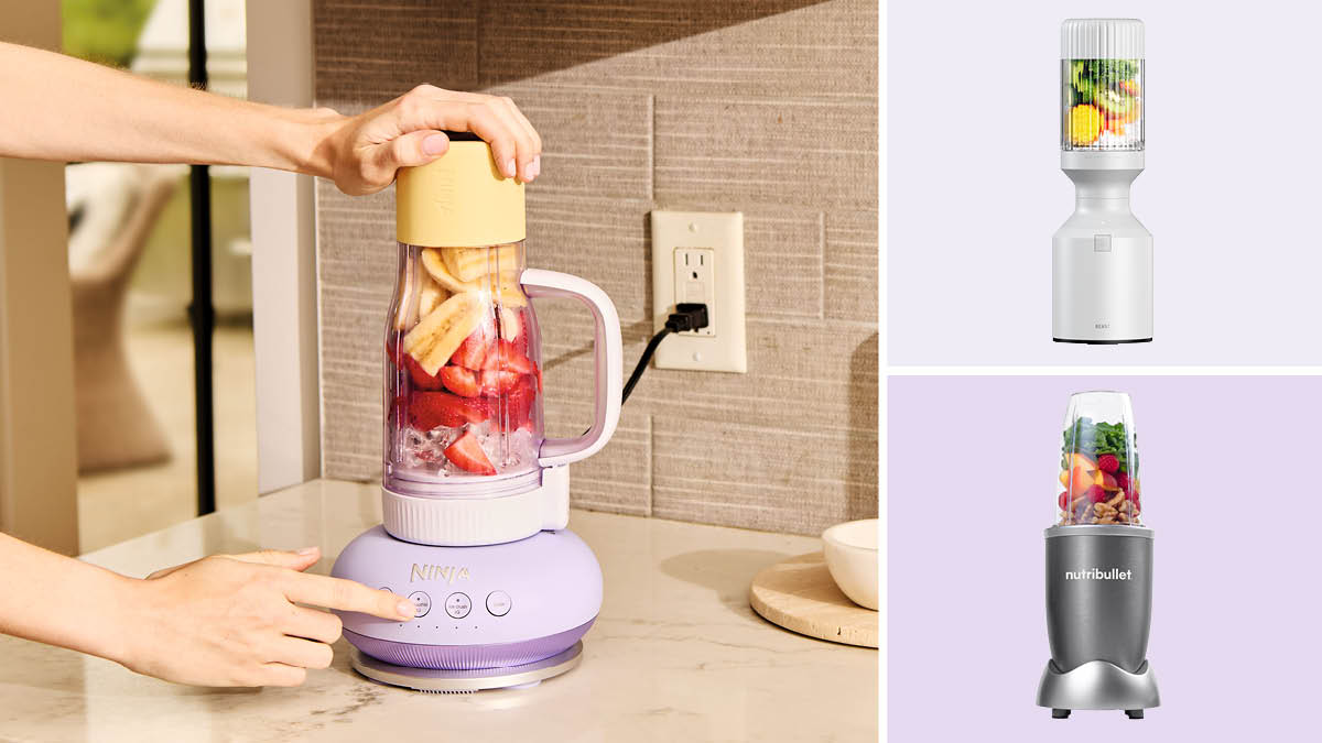 Clockwise from left: The Ninja BlendBOSS DB301, Beast B10 Personal, and NutriBullet Original NBR-0801 personal blenders.