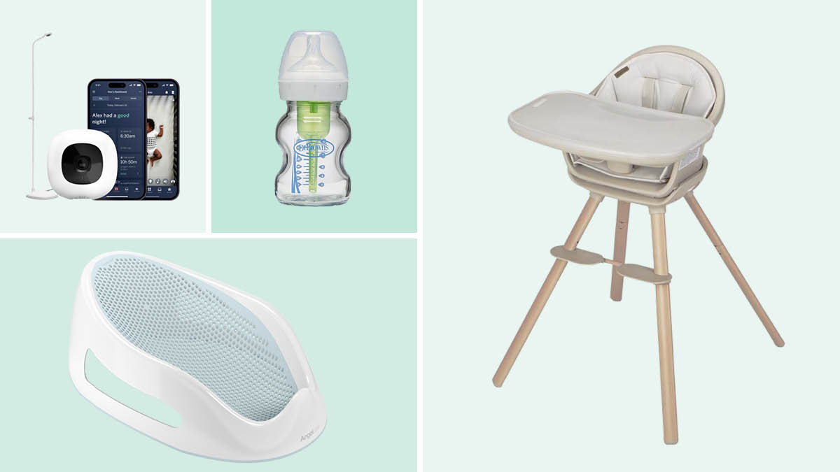 Nanit Pro Smart Baby Monitor - Camera & Floor Stand, Dr. Brown’s Natural Flow Anti-Colic Options+ Wide-Neck, Maxi-Cosi Moa 8-in-1 High Chair, Angelcare Baby Bath Support