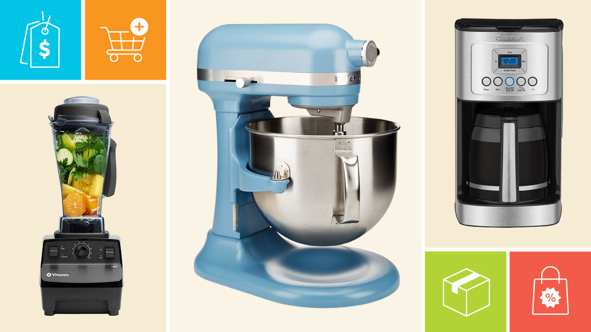Vitamix 5200, KitchenAid Bowl Lift KSM70, Cuisinart PerfecTemp 14 Cup Programmable DCC-3200.
