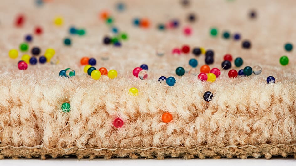 Water beads in carpet