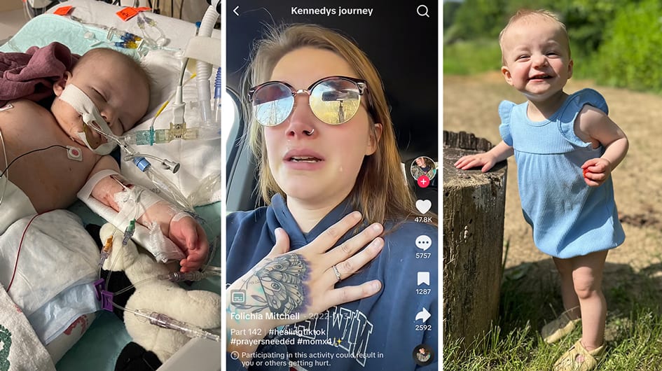 Kennedy Mitchell, 9 months old, in the hospital in November 2022 after swallowing a water bead. Her mother, Folichia Mitchell, made a TikTok video while Kennedy was in the hospital.