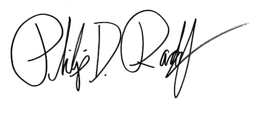 Signature of Phil Radford, CEO
