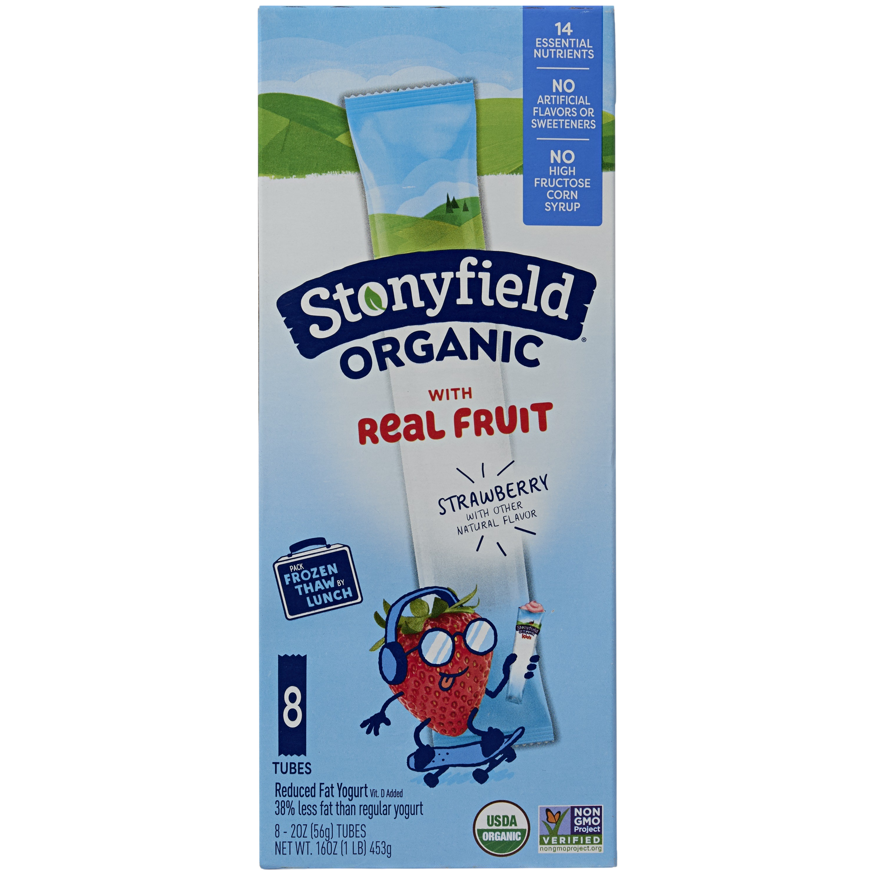 Stonyfield Organic Yogurt Tubes, Strawberry package