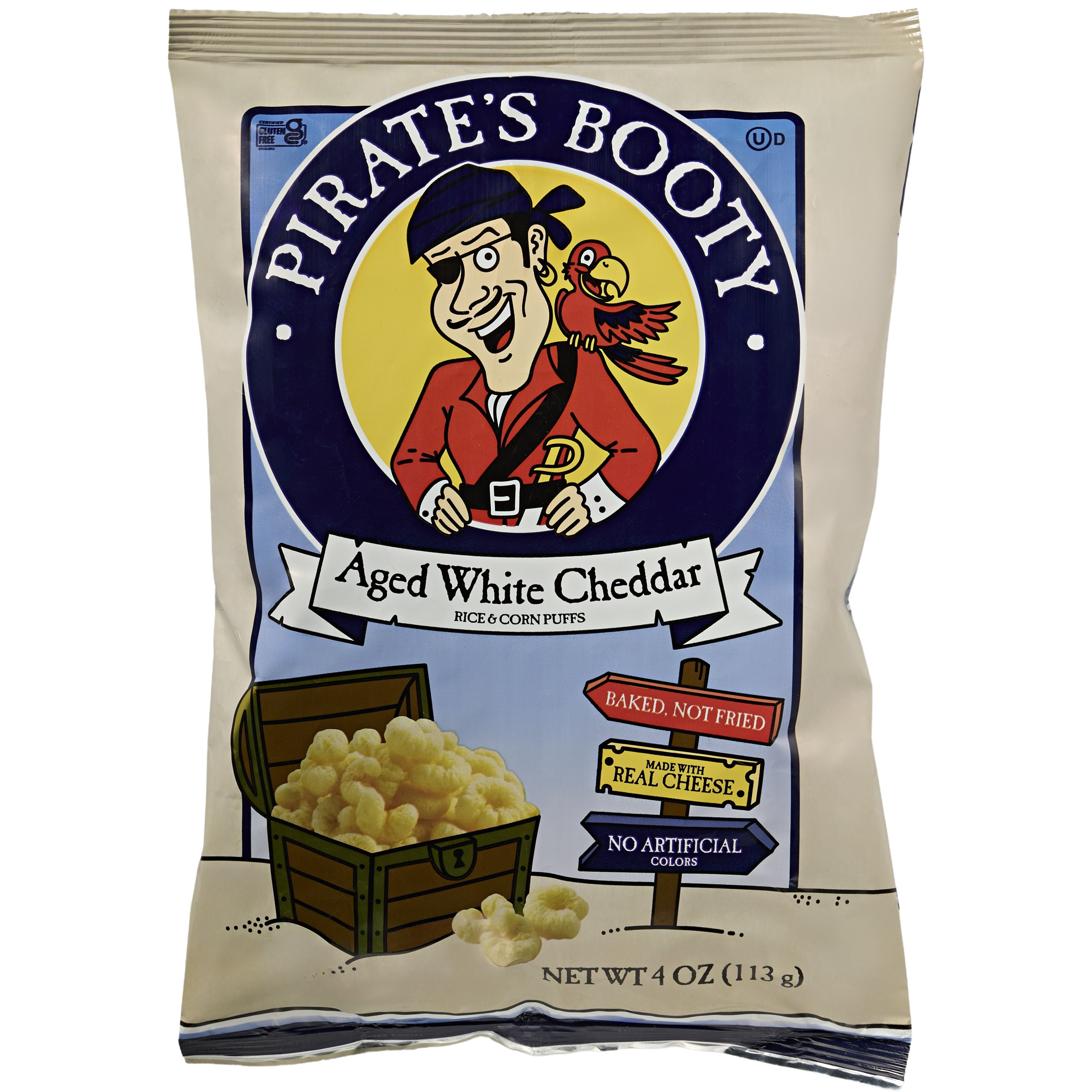 Pirate&rsquo;s Booty Aged White Cheddar Rice & Corn Puffs package