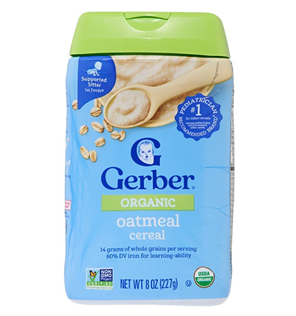 Gerber Organic Oatmeal Cereal package