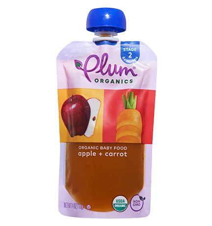 Plum Organics Stage 2 Organic Baby Food, Apple + Carrot package