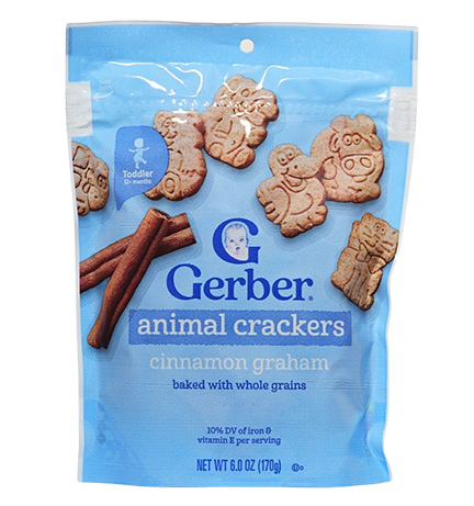 Gerber Graduates Toddler Animal Crackers, Cinnamon Graham package