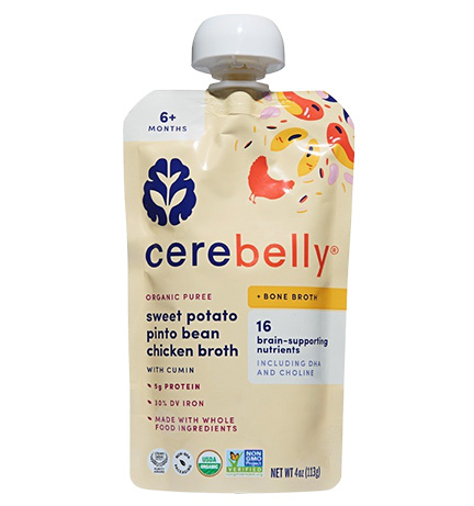 Cerebelly Organic Purée + Bone Broth, Sweet Potato Pinto Bean Chicken Broth package