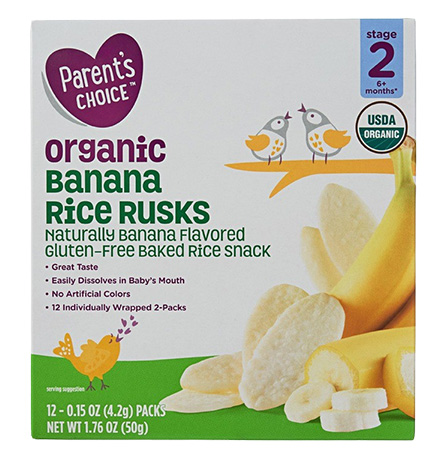 Parent's Choice (Walmart) 2nd Stage Organic Banana Rice Rusks package