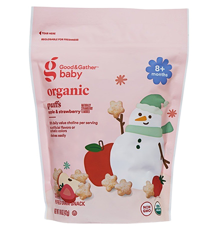 Good & Gather Baby (Target) Organic Puffs, Apple Strawberry package
