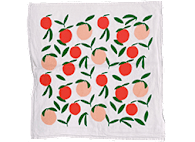 Julie Peach Peach Toss on White Tea Towel