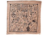 Julie Peach Picnic Tea Towel