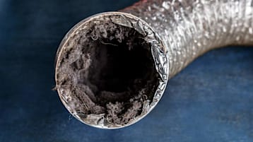 Dryer ductwork filled with lint