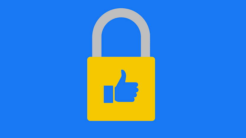 Illustration of a lock with the Facebook thumbs-up symbol