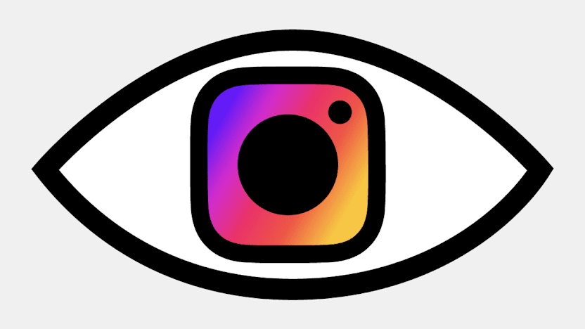 Graphic icon of the Instagram logo in the center of an eye.