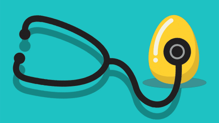An illustration of a golden egg with a stethoscope.