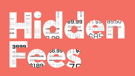 illustration of words Hidden Fees with prices inside font