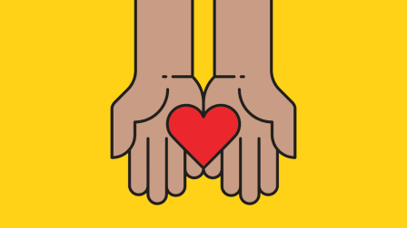Hands holding heart illustration