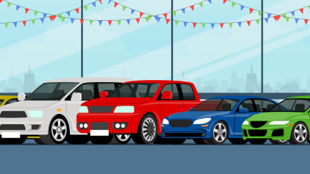 illustration of a used car lot