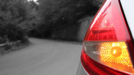 back of car, lights on road