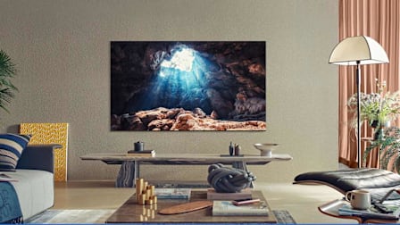 Samsung TV seen in a living room.