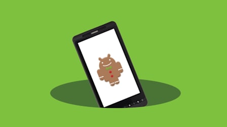 Gingerbread Android Operating system icon on phone
