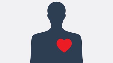 Illustration of a heart beating inside a person and skipping one beat.
