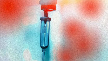 IV with drop of saline