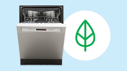 The Consumer Reports Green Choice designation icon next to a dishwasher