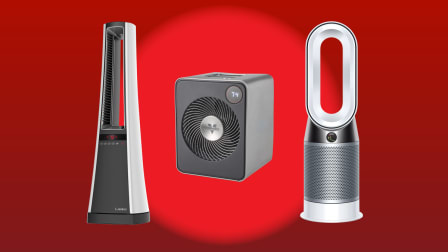 From left: Lasko AW315 Bladeless Tower (Home Depot), Vornado VMH600, and Dyson Pure Hot+Cool (HP04)